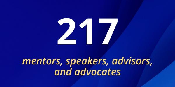 2023 annual report graphic 217 mentors, speakers, advisors, and advocates